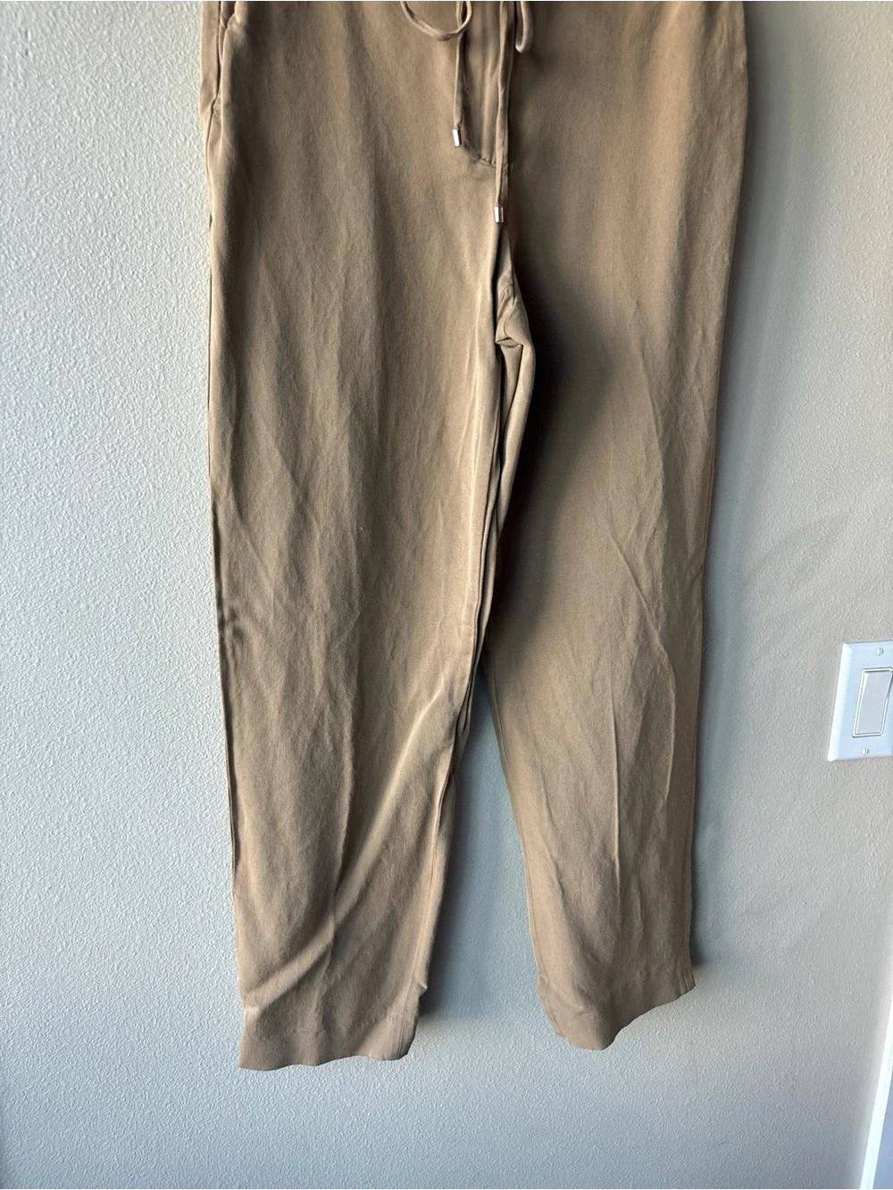 Massimo Dutti Beige Drawstring Pants Relaxed Tapered Minimalist Chic